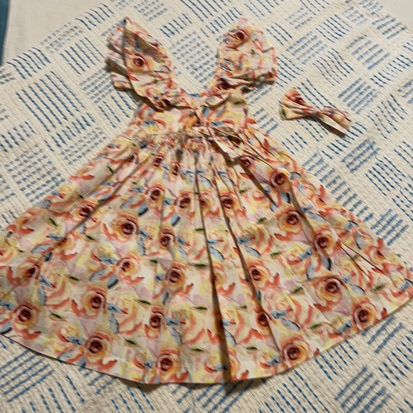 Lacey Lane Summer Dress with matching Bow Size 4 - Picture 8 of 13